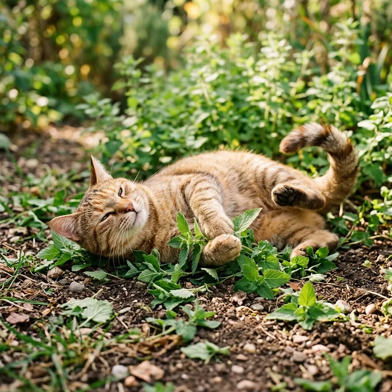 Cat with catnip