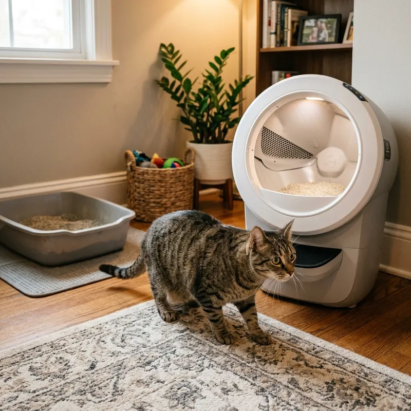 Cat transitioning to automatic litter box
