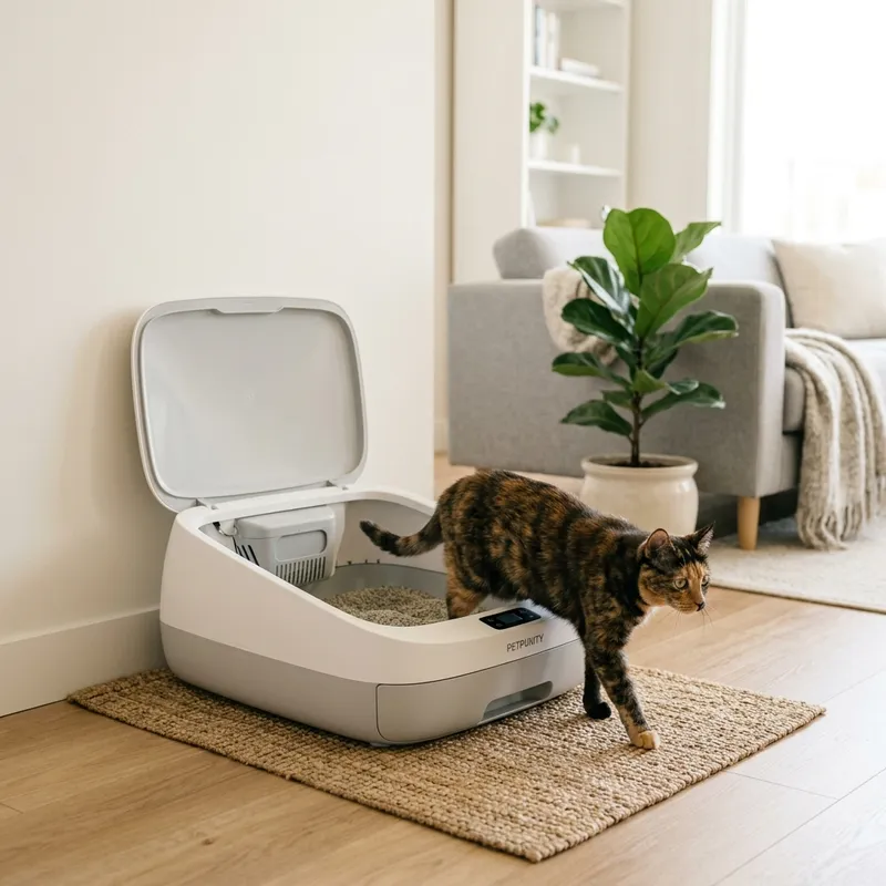 Open top automatic litter box