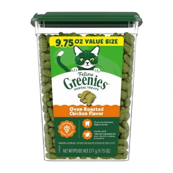 FELINE GREENIES Natural Dental Cat Treats Roasted Chicken Flavor