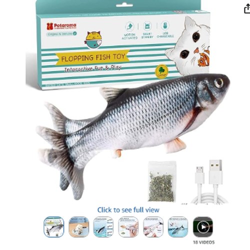 Potaroma Electric Flopping Fish Cat Toy with Catnip